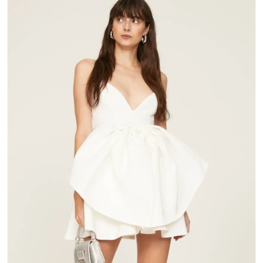Bardot Annabelle Statement Bow Dress Off White Ivory Women's Size 6 US / AU 10